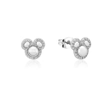 Load image into Gallery viewer, Disney Rhodium Plated Sterling Silver Mickey Cubic Zirconia Halo Stud Earrings
