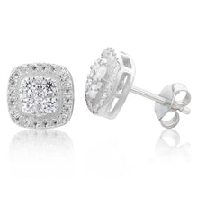 Load image into Gallery viewer, Sterling Silver Zirconia Square Stud Earings