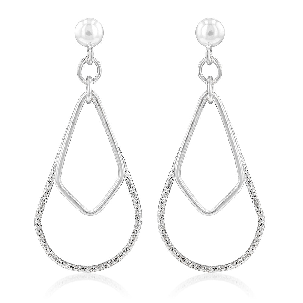 Sterling Silver Diamond And Patterned Drop Earrings Shiels Jewellers