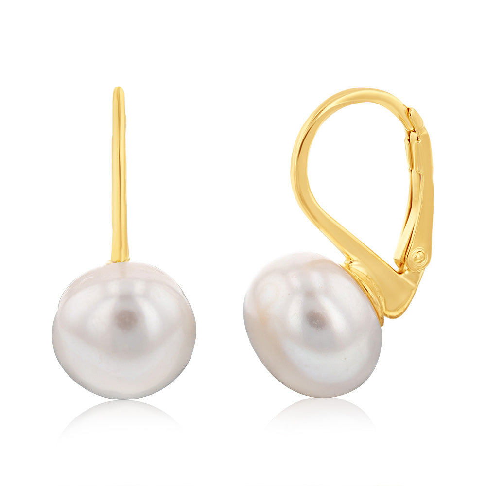 Real pearl store hoop earrings