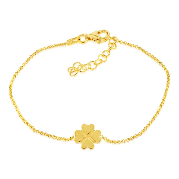 Sterling Silver Gold Plated Four Leaf Clover 19cm Bracelet – Shiels  Jewellers