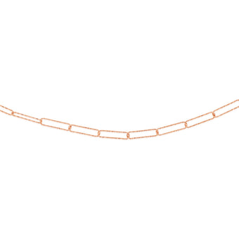 Sterling Silver Rose Gold Plated Textured Paperclip 41cm Chain