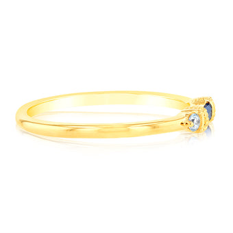 Sterling Silver 14ct Gold Plated Nano Sapphire Blue And White Cubic Zirconia Ring