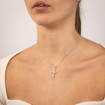 Sterling Silver Zirconia Fancy Cross Pendant