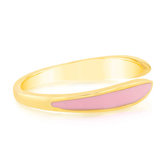 Sterling Silver Pink Enamel Open Ring