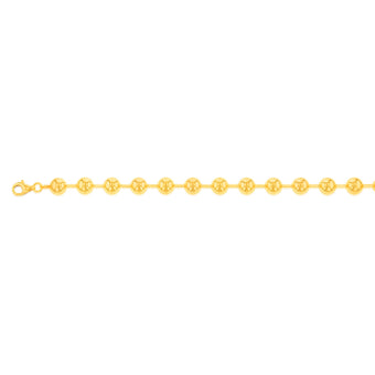 Sterling Silver Gold Plated Polished Ball 19cm Bracelet