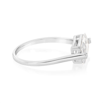 Sterling Silver White Rectangular Zirconia Ring