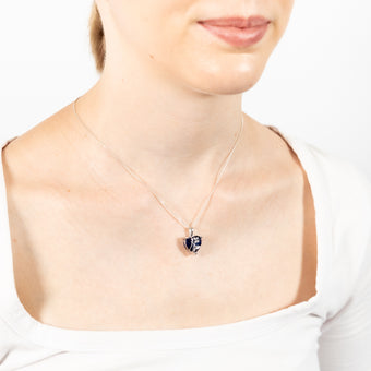 Sterling Silver Sapphire Blue Heart Cubic Zirconia Pendant