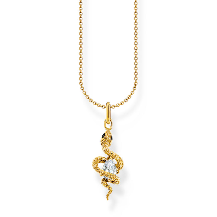 Thomas Sabo Gold Plated Sterling Silver True Romance Snake Cubic Zirconia Pendant On 40-45cm Chain