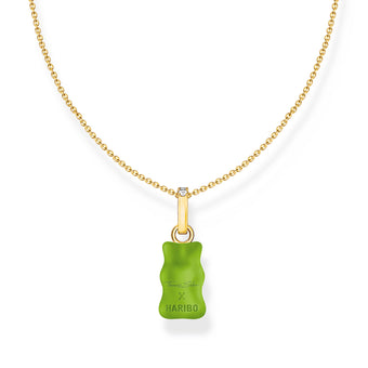 Thomas Sabo Gold Plated Sterling Silver Haribo Apple Green Bear Pendant On 40-45cm Chain