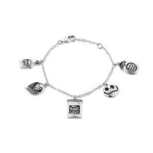 Disney Jack & Sally White Gold Plated Spell Charm 19cm Bracelet