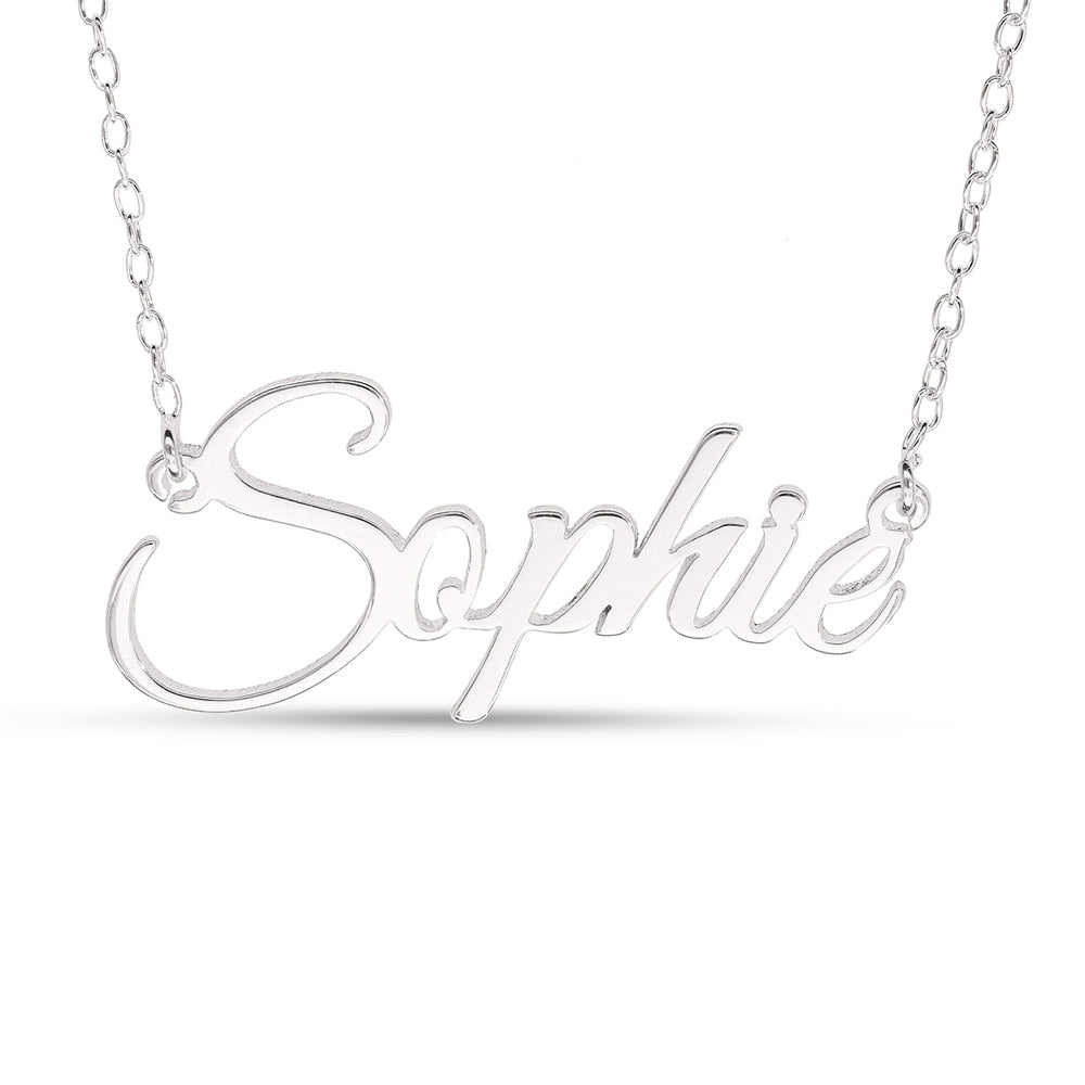 Signature Sterling Silver Personalised Name Necklace Pendant On 16inches Chain