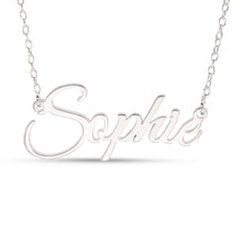 Load image into Gallery viewer, Signature Sterling Silver Personalised Name Necklace Pendant On 16inches Chain