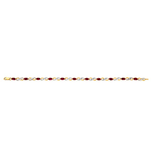 9ct Yellow Gold Created Ruby and Diamond 18cm Infinity Bracelet