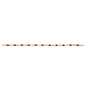 9ct Yellow Gold Created Ruby and Diamond 18cm Infinity Bracelet