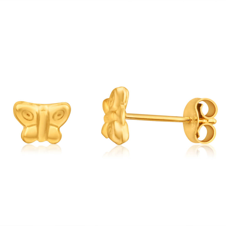 9ct Yellow Gold Butterfly Stud Earrings