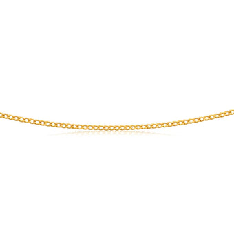 9ct Yellow Gold Curb Chain in 45cm 50 Gauge