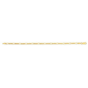 9ct Yellow Gold Figaro Hollow 19cm Bracelet 80Gauge