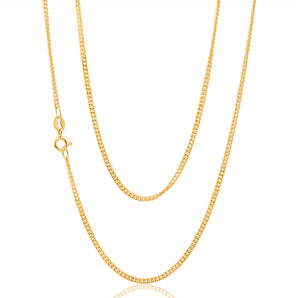 9ct Yellow Solid Gold 60cm Curb Dicut Chain 50Gauge
