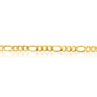 9ct Yellow Gold Copper Filled 3:1 Figaro 21cm Bracelet 230Gauge