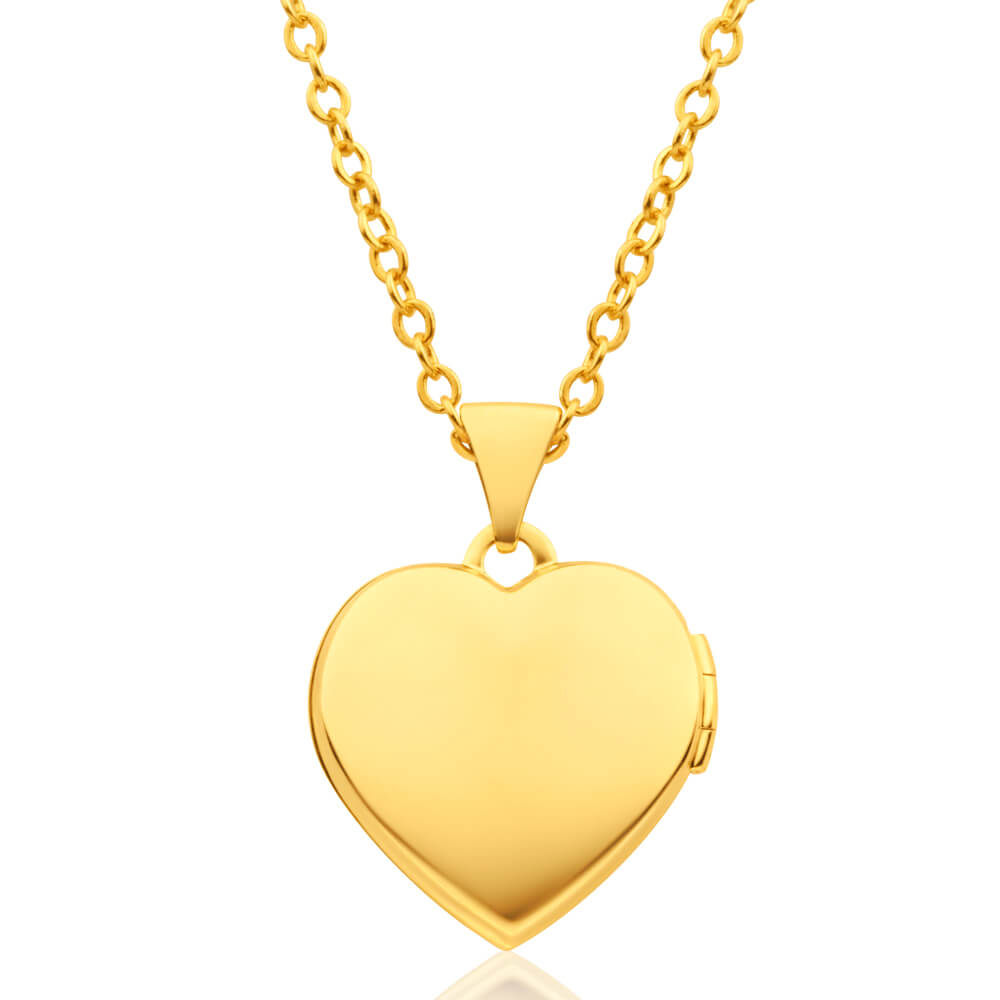 9ct Yellow Gold Heart Shaped Locket with 'I love You' Engraving ...