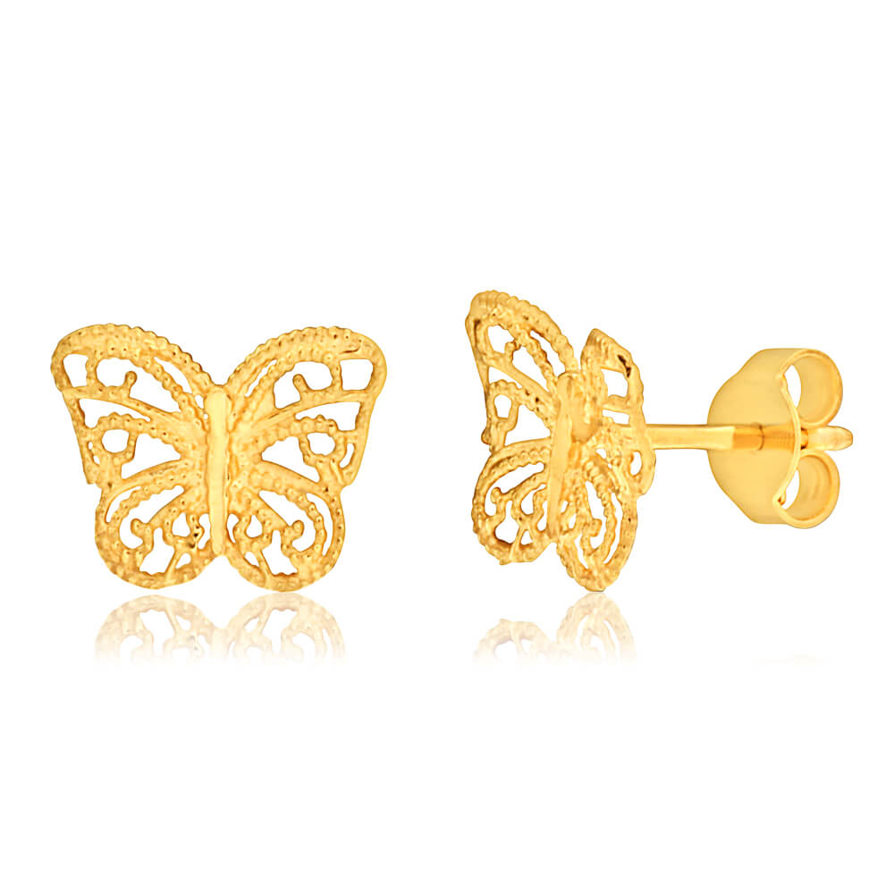 9ct Yellow Gold Butterfly Stud Earrings – Shiels Jewellers