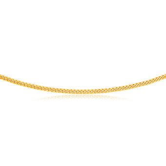 9ct Yellow Gold Curb Hollow 45cm Chain in 80 gauge