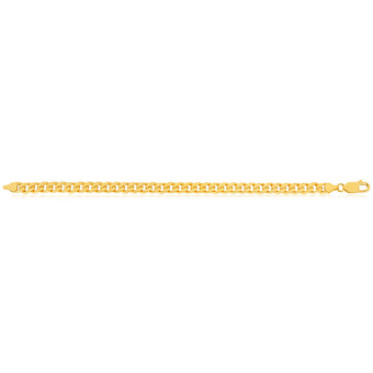 9ct Yellow Solid Gold Heavy Curb Bevelled 21cm Bracelet 200 Gauge