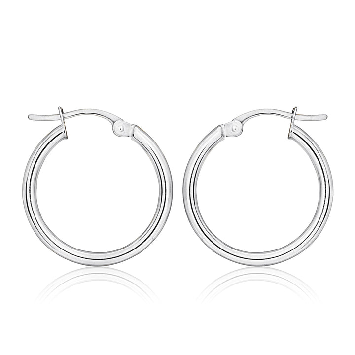 9ct White Gold Plain 50mm Hoops