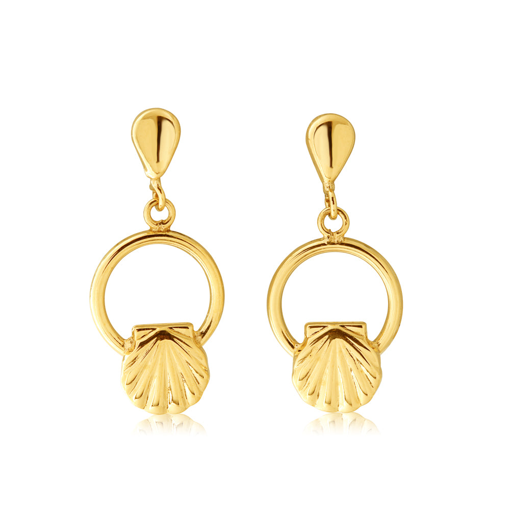 Gold scallop on sale shell earrings