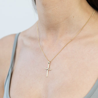 9ct Yellow Rose and White Gold Tone Infinity On Cross Pendant