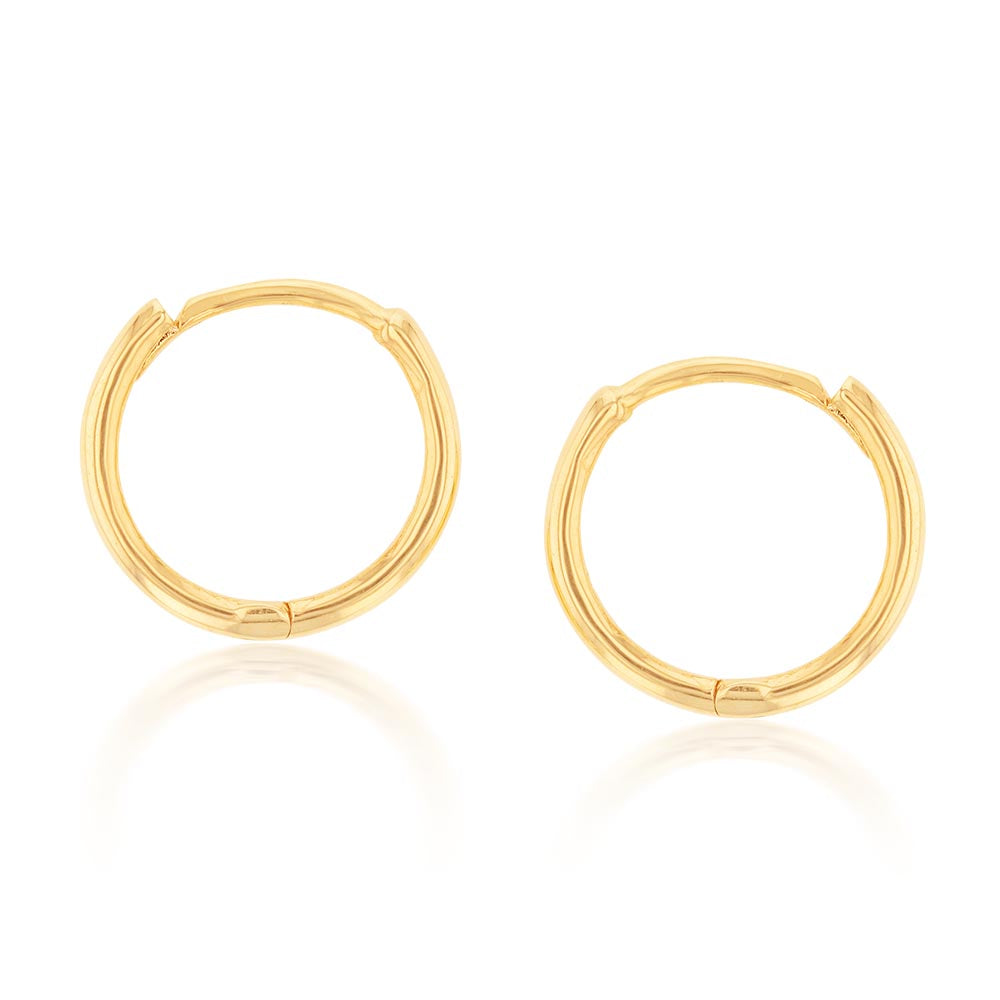 9ct Yellow Gold Plain Round 9mm Sleeper Earrings – Shiels Jewellers