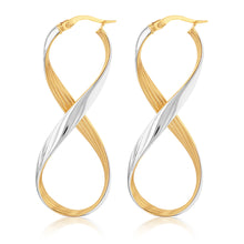 Load image into Gallery viewer, 9ct Yellow And White Gold Infinity Hoop Earring