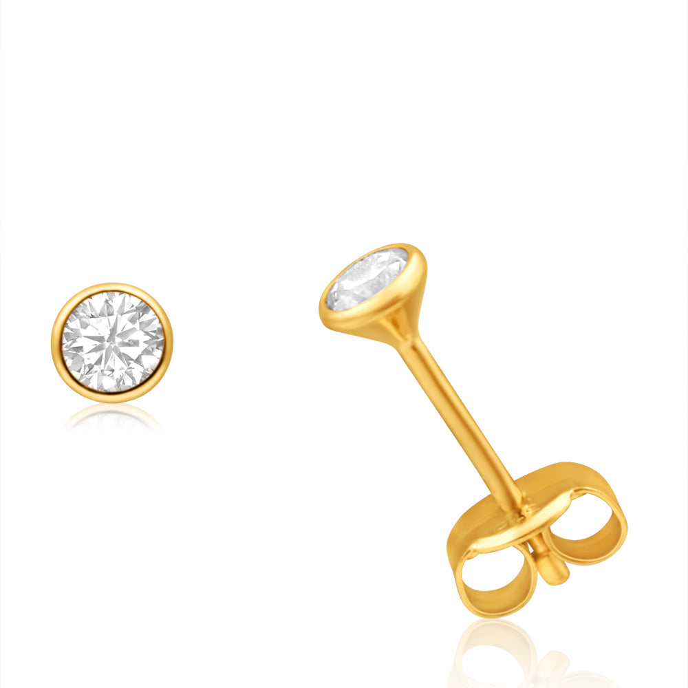 9ct Yellow Gold Cubic Zirconia 3mm Bezel Set Stud Earrings – Shiels ...