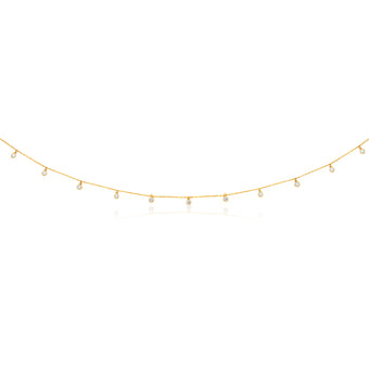 9ct Yellow Gold Chain with 11 Cubic Zirconias with Adjustable 38-40cm Length