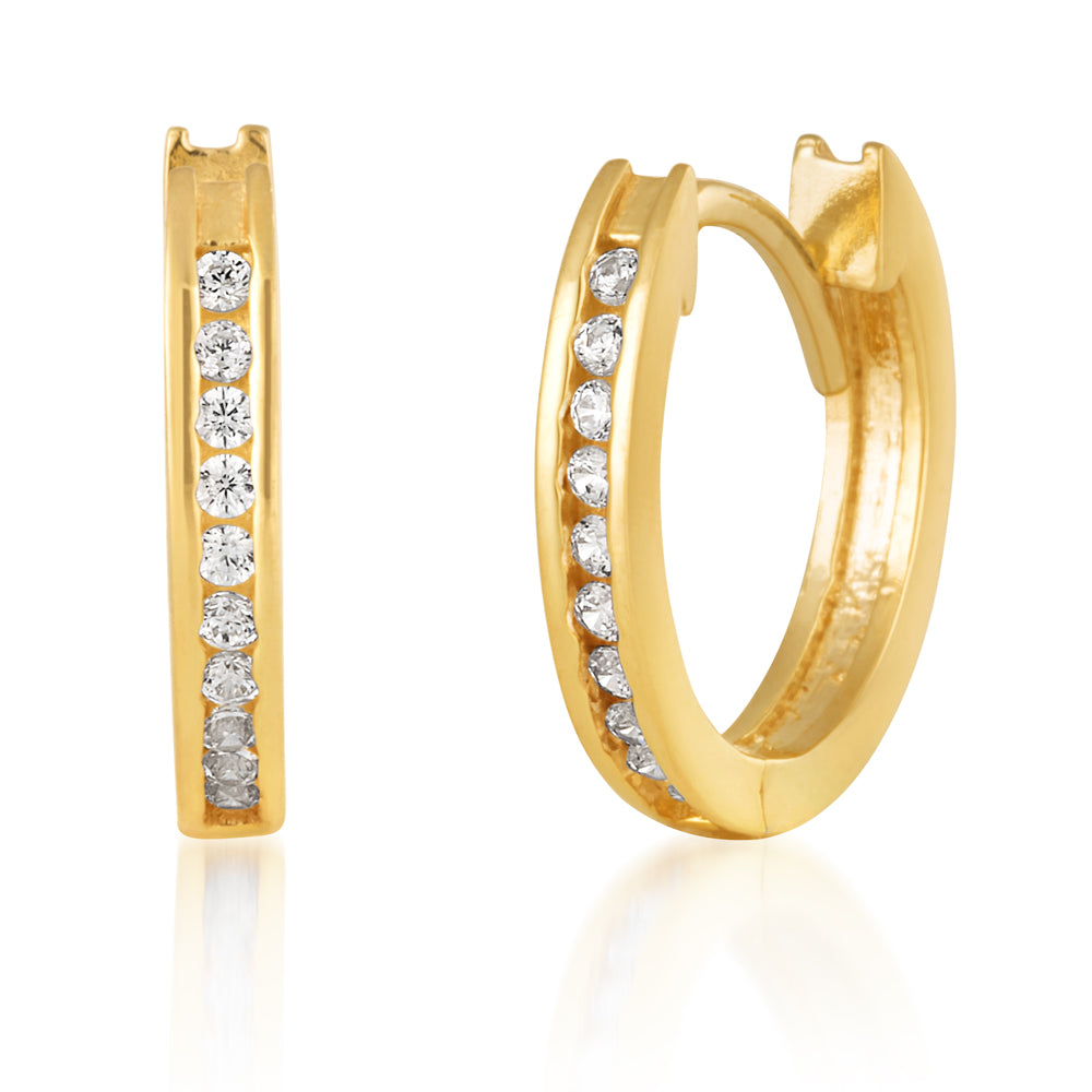 9ct Yellow Gold Zirconia Claw Set Euro Hook Earrings – Shiels