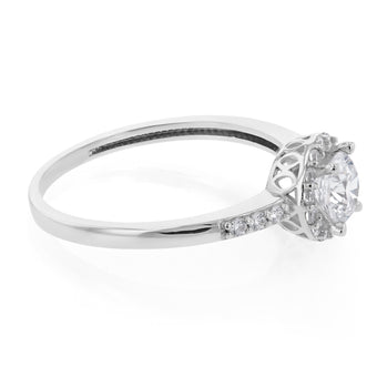 9ct White Gold Zirconia Halo Ring