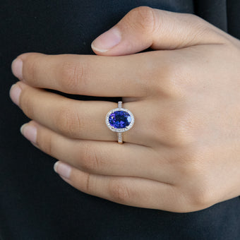 9ct Created Sapphire & Diamond Ring