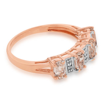 9ct Rose Gold Morganite and Diamond Ring