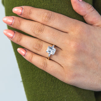 9ct Yellow Gold Emerald Cut and Baguette Zirconia Fancy Ring