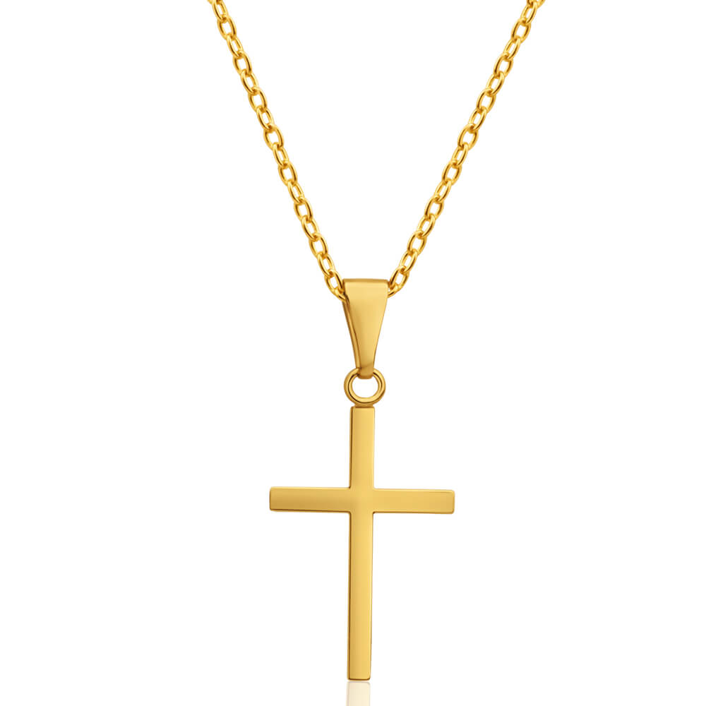 9ct Yellow Gold Silver Filled Cross 25mm Pendant – Shiels Jewellers