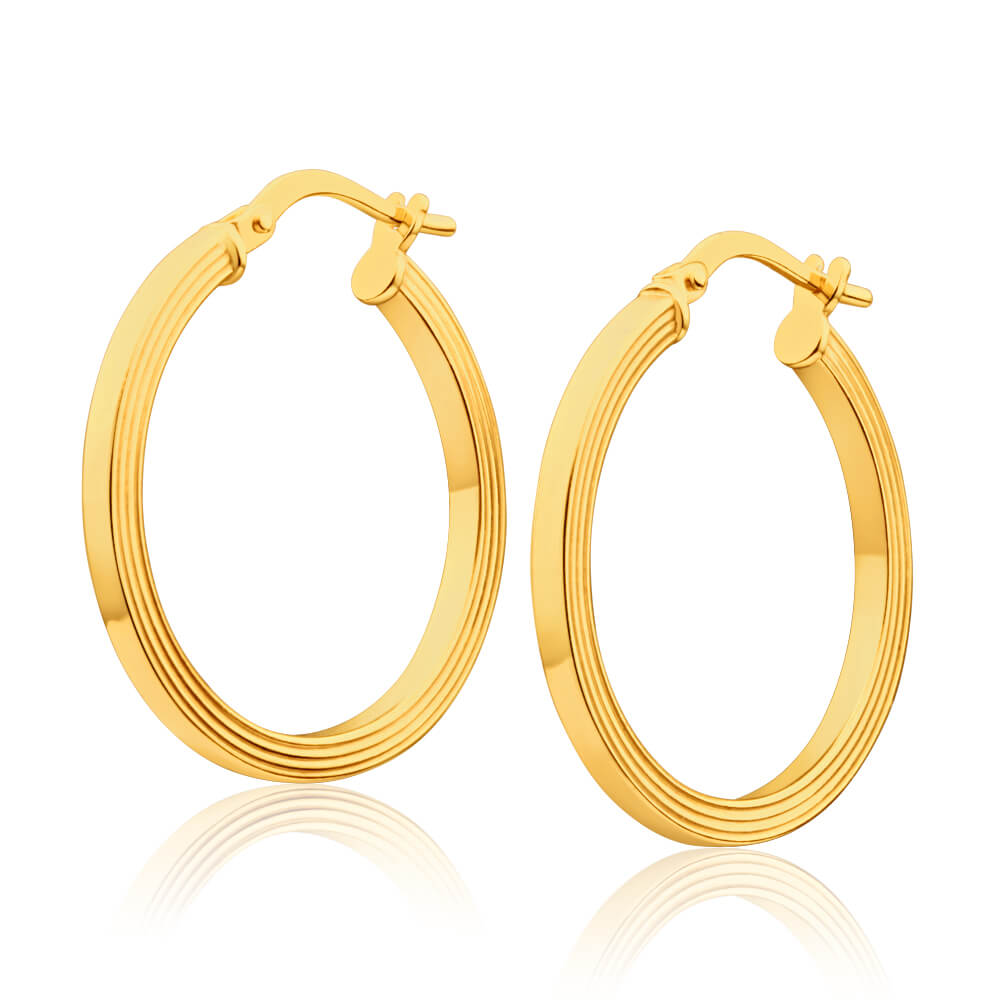 9ct Yellow Gold Silver Filled Square Round 20mm Hoop Earrings – Shiels ...