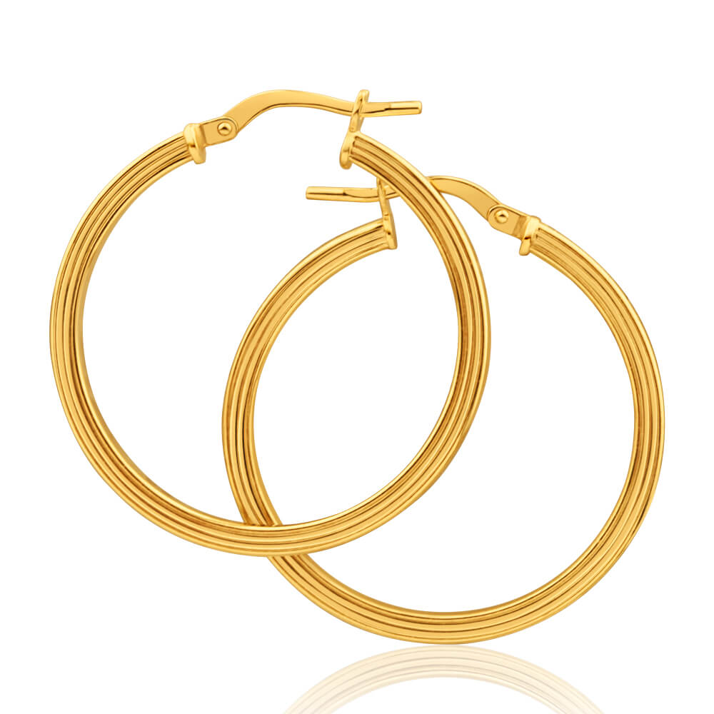 9ct Yellow Gold Silver Filled Square Round 25 mm Hoop Earrings – Shiels ...