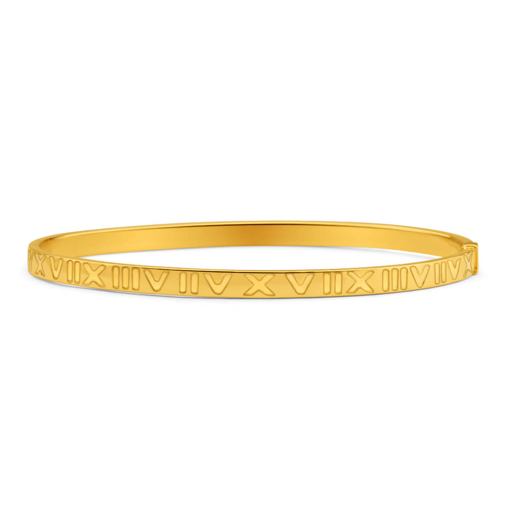 9ct Yellow Gold Silver Filled Roman Numeral Bangle – Shiels Jewellers