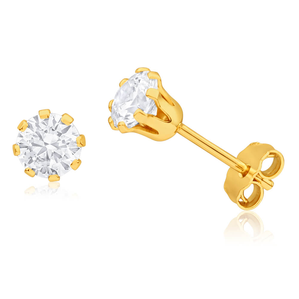 9ct Yellow Gold Silver Filled Cubic Zirconia 5mm Stud Earrings – Shiels ...