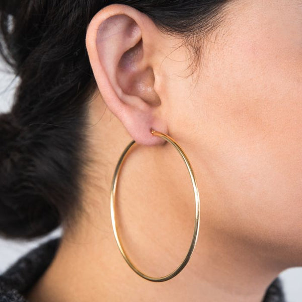 Silver 50mm Gypsy Hoop Earrings