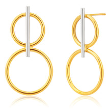 Load image into Gallery viewer, 9ct Yellow Gold Silver Filled Double Circle Drop Earrings