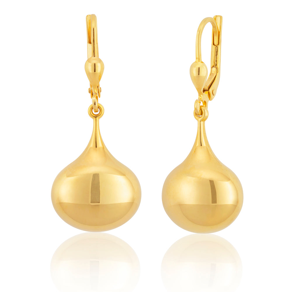 9ct Yellow Gold Filled Plain Ball Drop Leverback Earrings – Shiels ...
