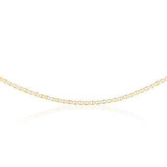 9ct Silverfilled Yellow And White Gold Anchor 50cm Chain