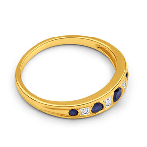 9ct Yellow Gold Natural Sapphire and Diamond Ring